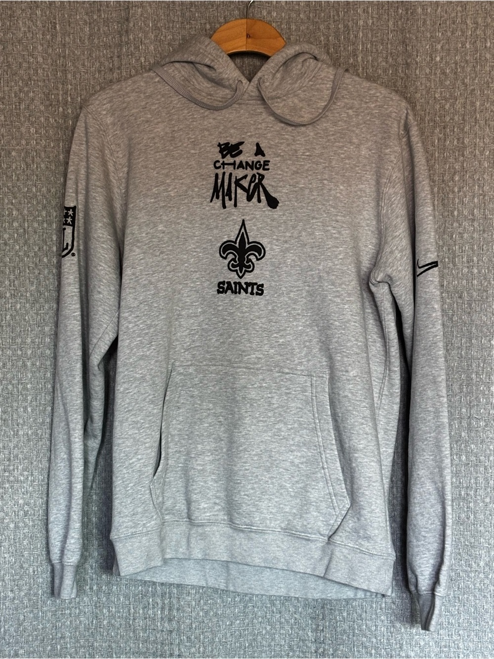 Nike Gray 'Be A Change Maker' Saints Pullover Hoodie